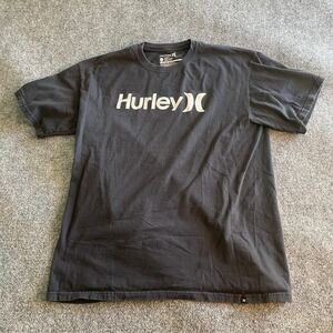 Hurley Mens XL Classic Fit Graphic T-Shirt Black Short Sleeve Cotton Logo Tee